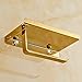 AUSWIND Antique Gold Polished Toilet Paper Holder with Phone Display Holder Cover Stainless Steel Wall Mounted Bathroom Accessory (Gold)