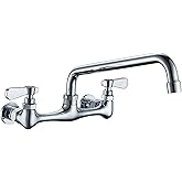 Commercial Kitchen Faucet Wall Mount with 8 Inch Swivel Spout 8" Center Sink 2-Handle Faucet Mixer Tap Polish Chrome,4353