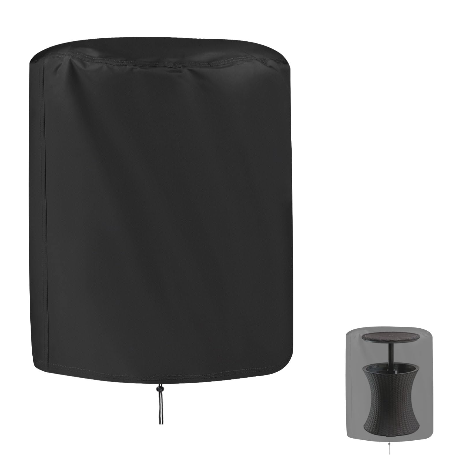 Saking Patio Cool Bar Side Table Cover, Designed for Keter 7.5 Gallon Cooler & Outdoor Coffee Beverage Bins (Round, 21" Dia x 23" H)