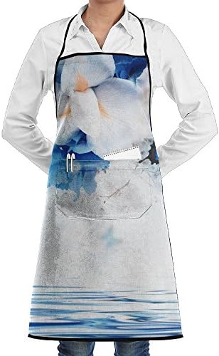 SmallTing Amazing Butterfly Fairy Of Flowers Hydrangeas And Iris Classic Cooking Black One Size Apron With Pockets Adjustable