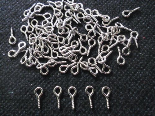 100 Pcs Silver Tone Screw Eyes Pin Findings for Clay Jewelry, Resin, Bead, Plastic Size 12 Mm X Hoop 5 Mm