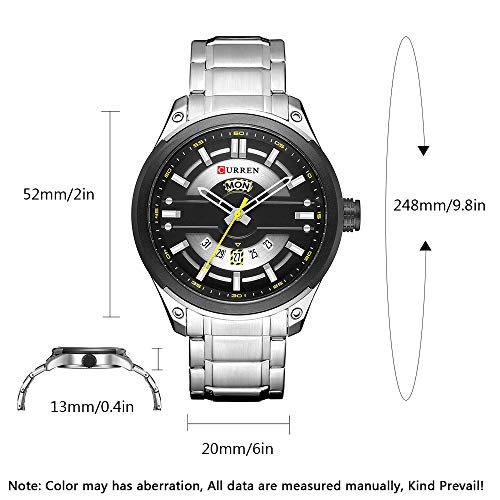 Reloj de pulsera Curren para hombre de cuarzo, correa de acero inoxidable, esfera redonda - Imagen 5