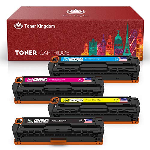 Toner Kingdom Compatible Toner Cartridges for HP 128A CE320A CE321A CE322A CE323A Canon 131 116 CP1525n CP1525nw CM1415fn CM1415fnw Canon MF8280CW (Black, Cyan, Magenta, Yellow, 4-Pack)