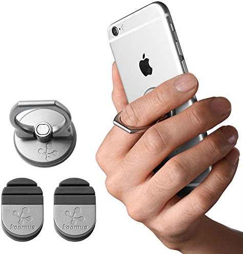 Koomus Finger Ring Phone Grip Universal Smartphone Kickstand Car Mount Holder (Silver)