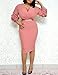 VERWIN V Neck Lantern Sleeve Beading Sheath Midi Dress Evening Cocktail Causal Bodycon Dress