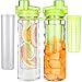 Water Infuser Bottle Leak Proof Flip-top Sport Water Bottle BPA-Free Tritan 25 Oz (Green)