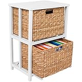 BirdRock Home Seagrass 2 Tier File Cubby Cabinet | Vertical Storage Furniture | Office DÃ©cor | Home Decorative Box Filing | Natural Wood | Delivered Fully Assembled | Hanging Letter and Legal