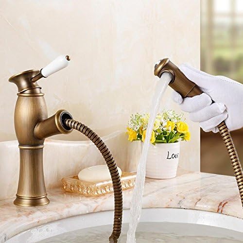 kitchen faucet Antique can pull-out faucet full copper basin Continental washbasin faucet hot and cold shampoo , short pull leading