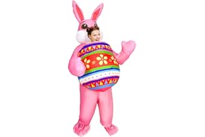MXOSUM Inflatable Easter Bunny Costume Adult Blow up Easter Egg Rabbit Outfit Funny Bunny Mascot Costume Suit for Women Men