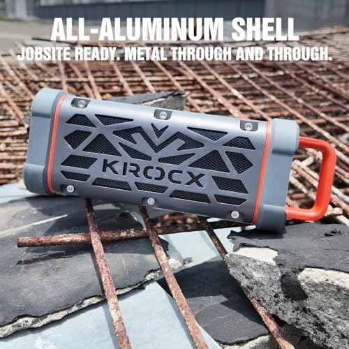 KROCX TRAVOR Magnetic Bluetooth Speaker, 45W Rugged All-Aluminum Outdoor Portable Speaker, BassUp, IP68 Waterproof Wireless Speaker for Golf Cart, Camping, Beach, TWS, 25H Playtime, Meteorite Gray