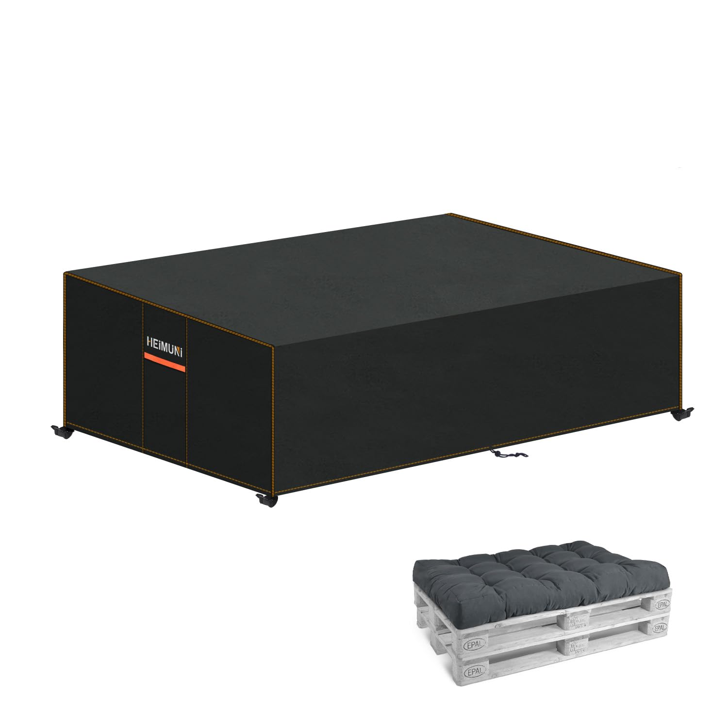 HEIMUNI Pallet Sofa Covers Waterproof, Rattan Garden Sofa Cover 420D Oxford Fabric Outdoor Furniture Covers with Air Vent, Garden Couch Protective Cover for Pallet Bench Windproof 130x85x40cm