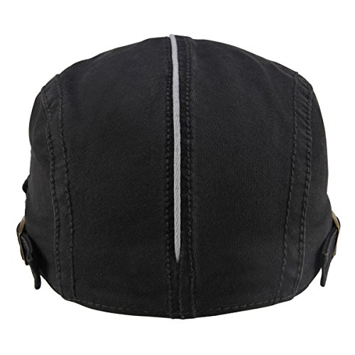 Bodvera Men's Cotton Flat Ivy Gatsby Newsboy Driving Hat Summer Beret Cabbie Cap, Black