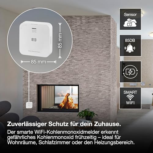 LEDVANCE SMART+ Kohlenmonoxidmelder mit WiFi-Technologie, zertifiziert nach EN 50291, weiß, Kunststoff 2