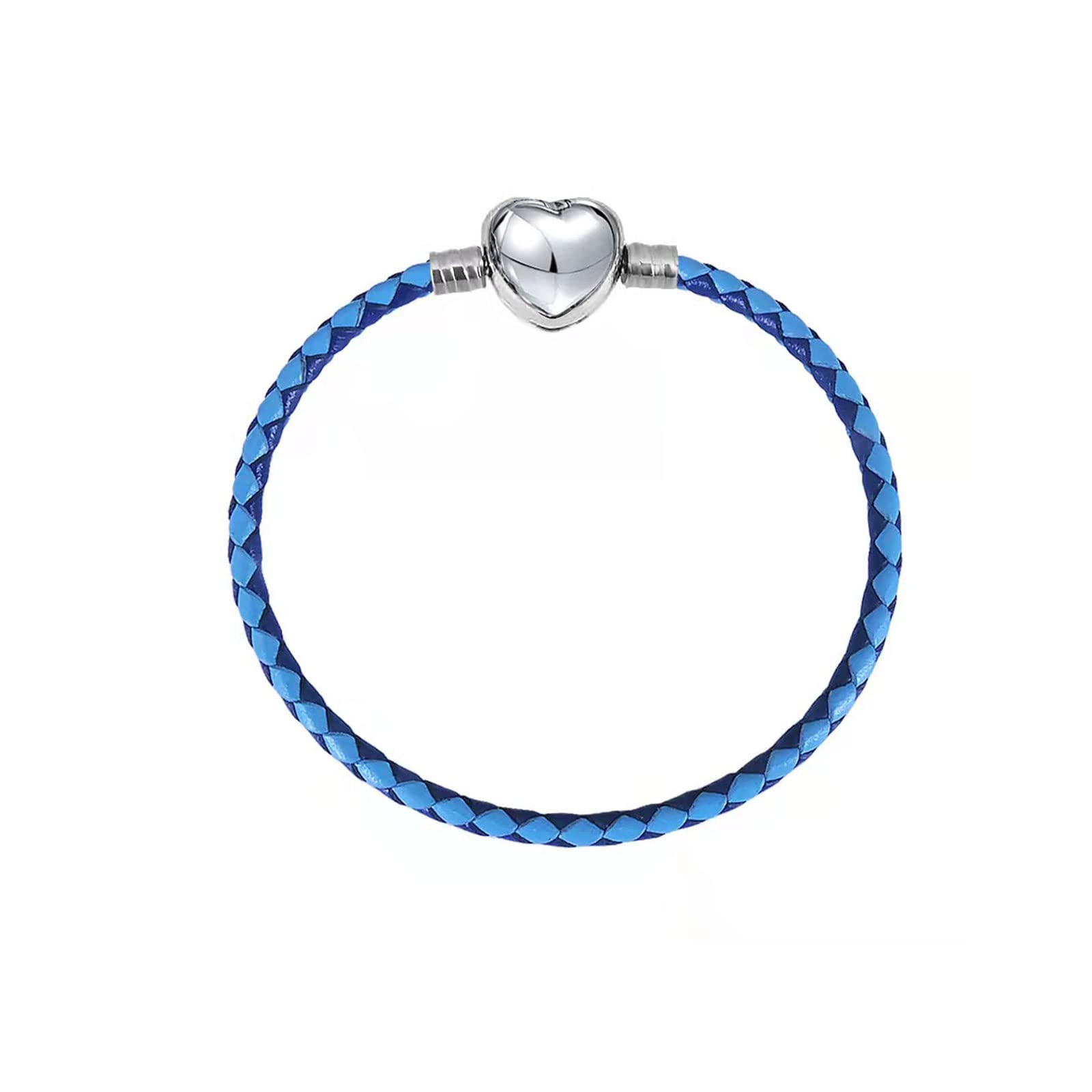 KunBead Jewelry Blue Kids Heart Clasp Leather Bracelets for Jewellery Making