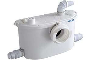 SANIMOVE Upflush Toilet Pump for Basement, Macerator Effluent Pump 500 Watt 4 Inlets 0.5HP Waste Water Drain Pump Pedestal 21 ft. Up for Kitchen Toilet Sink, White