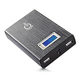 Intocircuit 11200mAh Dual USB Portable External Battery Charger with Smart LCD Display & LED Flashlight, Gray