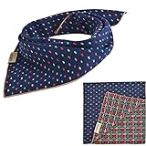 PUPTECK Pet Dog Cat Puppy Bandana Reversable Bibs Triangle Head Scarf Accessories Neckerchief for Small to Large Breed, Dark Blue
