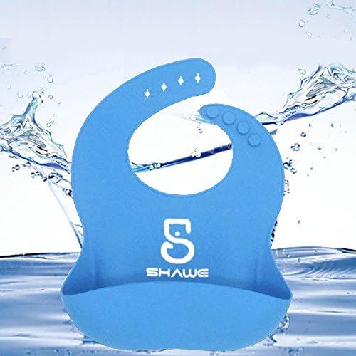 Waterproof Baby Bib by SHAWE, Premium Soft Silicone (Comfotable), easy cleaning &amp; quick drying, recycle, keep babies neat, away from stains (Bright Color- Blue)