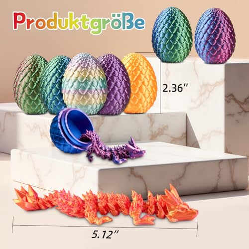 JOMBY 12 Pieces 3D Printed Dragon Eggs, Mini Dragon Egg Set, Movable Crystal Dragon, Easter Eggs, Easter Gifts Kids - Suitable as Toys from 5/6/7/8/9 Years Boys Girls