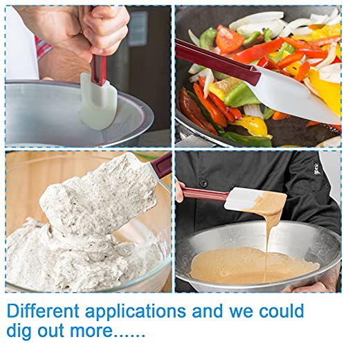 High Heat Resistant Silicone Scraper Spoon Commercial Spatula for Cooking, Rubber Spatula Set of