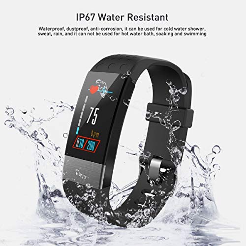 Smart Watch with Blood Pressure Monitor, Fitness Tracker Watch IP67 Waterproof Heart Rate Monitor Activity Tracker Calorie Counter Pedometer Sleep Monitor Kids Men Women Black