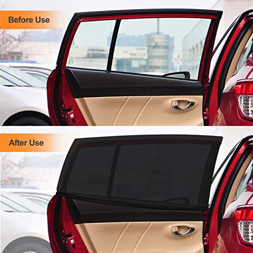 Kuyang Car Window Shade, 2 Pack (Size L) Car Sun Shade for Car Window, Universal Breathable Mesh for Back Seat Windshield, Good for Kids, Passengers, Fit Most of Vehicles.
