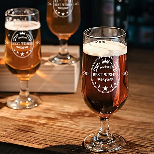 KOCAWIS Beer Ale Glass Gift for Men Dad Grandfather Uncle Tulip 350ml World’s Finest Best Wishes Soft Drink Glassware Birthday Gift Christmas Gift