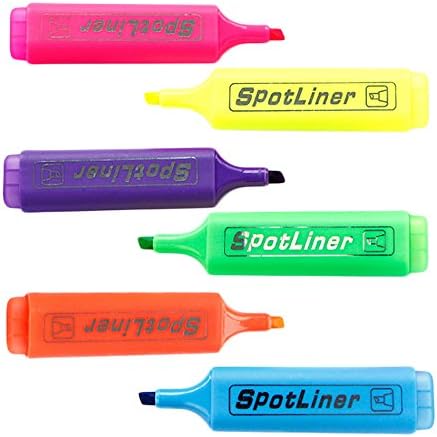 GOYIKI Chisel Tip Highlighters Markers 6-Count Colors Ax Tip Fluorescent Pens