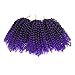 HVAXING 8 inch Short Marlybob Crochet Braiding Hair 3 Bundles/pack Afro Kinky Curly Synthetic Ombre Braids Hair Extensions (Natural Color-Purple)