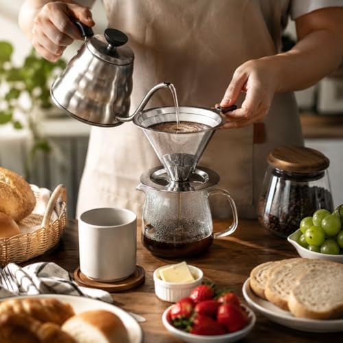 Coador de Café Inox 103 Premium Reutilizável – Filtro Permanente em Aço Inoxidável Sem Papel, Café Mais Puro e Saboroso, Econômico, Ecológico, Super Durável e Fácil de Limpar