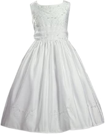 Swea Pea \u0026 Lilli Beaded Sleeveless White Satin Communion Dress - Size 12 :  Clothing, Shoes \u0026 Jewelry