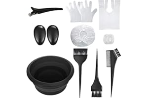 [13 Pieces] Hair Dye Coloring Kit, LauCentral Hair Bleaching Set with Brush Tinting Bowl Comb Ears Covers Hairdressing Clips 