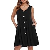 BELAROI Summer Dresses for Women Beach Tshirt Sundress V Neck Casual Swing Tank Dress Swimsuit Cover Ups Pockets