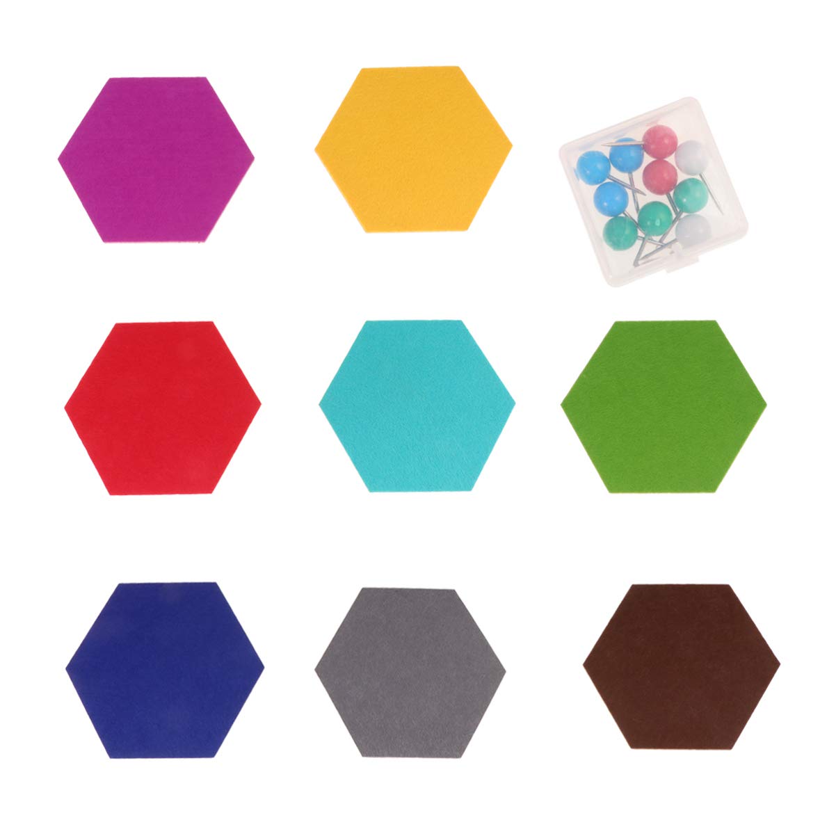 SUPVOX 18pcs Felt Board Tiles Felt Memo Board Hexagon Pin Board with Push Pins Adhesive Backing Message Board for Office Home Decoration
