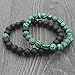 wintefei 1Pc/2Pcs 8mm Fashion Faux Pumice Stone Malachite Bracelet Couple Accessory 3#