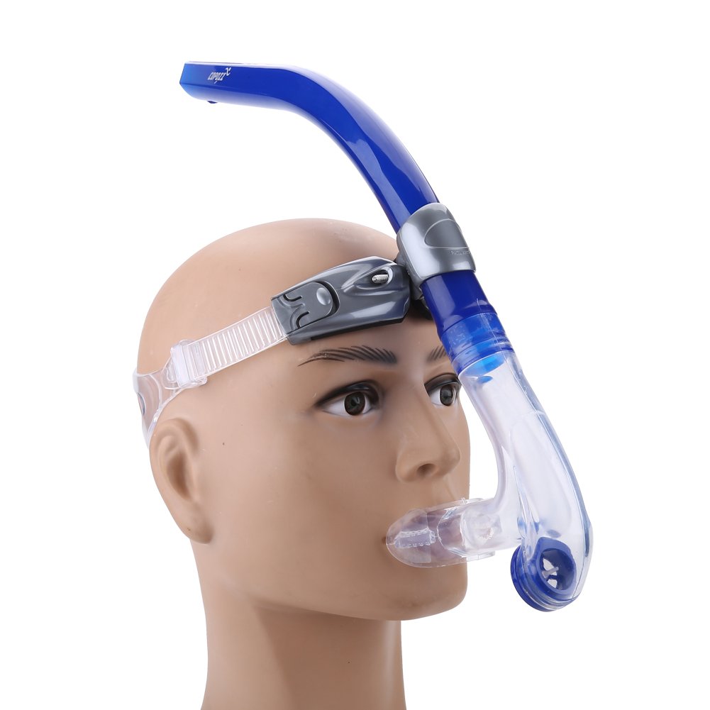 Swimming Snorkel, Training Snorkel Front Swimming Breathing Tube Equipments for Swimming Diving Mouthpiece One-Way Purge Valve for Pool Open Water(Blue)