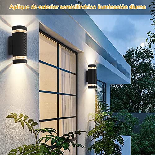 YNXing lampara exterior de Montado en la pared, 2 piezas Apliques de Pared Exterior Semicircular, Cuerpo de la lámpara de aluminio, Bombillas GU10 reemplazables, estanqueidad IP65
