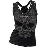 Fensajomon Skull Shirt for Women Tank Top Sleeveless Workout Summer Printed Loose Running T-Shirt Vest