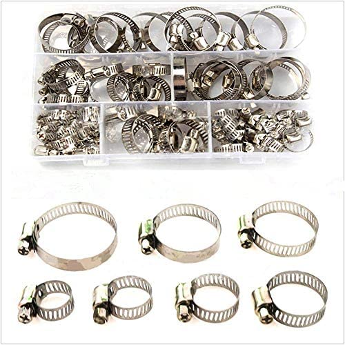 60Pcs Hose Clamp Adjustable 8mm-38mm Range Worm Gear Worm Hose Clamp Stainless Steel Suit Car Pipe Clamp Fixing Tool
