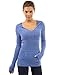 PattyBoutik Women's Hoodie Open Stitch Knit Top (Blue M)