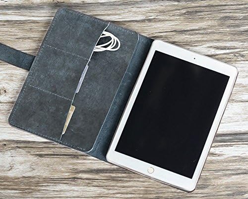 Personalized Genuine Italy Vintage Leather Handmade Case for Apple Ipad mini 3 / mini 2 / mini 1 / mini 4 / air / air 2 / Pro 9.7 / Pro 12.9 / Luxury Leather Folio Cover (Distressed Grey)