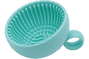 Silicone Makeup Brush Cleaner Bowl, Portable Brush Washing Tool with Textured Cleaning Pad, Compact Makeup Cleaning Bowl for 