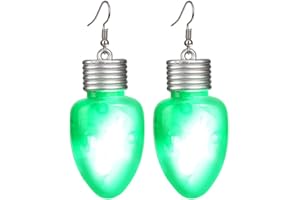 IZPACK Fashion LED Light Bulb Dangle Drop Earrings Color Bulbs Light Up Dangling Charm Glow in The Dark Huggie Hook Hoop Earring Stud Cute Jewelry Christmas Festival Gifts for Women BFF Hypoallergenic