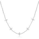 LibreLumos Moissanite Necklace for Women, Four-leaf Clover Lab Created Diamond Pendant, 18K White Gold Plated 925 Sterling Silver Necklace, Gifts for Women Wife Mom Jewelry, 18+2inch
