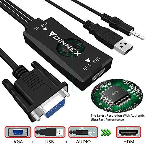VGA to HDMI Adapter (Old PC to New TV/Monitors) ,FOINNEX VGA to HDMI