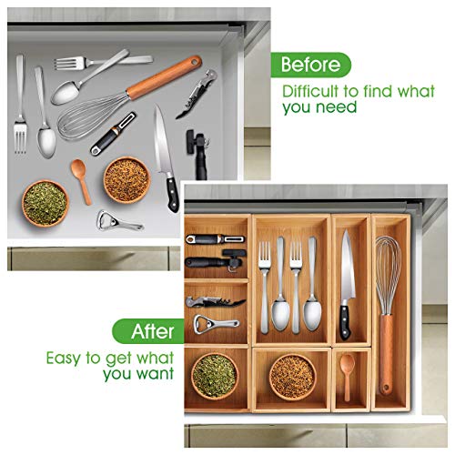 Kootek-6-Piece-Bamboo-Kitchen-Drawer-Organizer-8-Compartments-Bamboo-Cutlery-and-Utensils-Tray-Silverware-Organizer-Adjustable-Drawer-Divider-for-Kitchen-Utensils-Flatware-Cutlery
