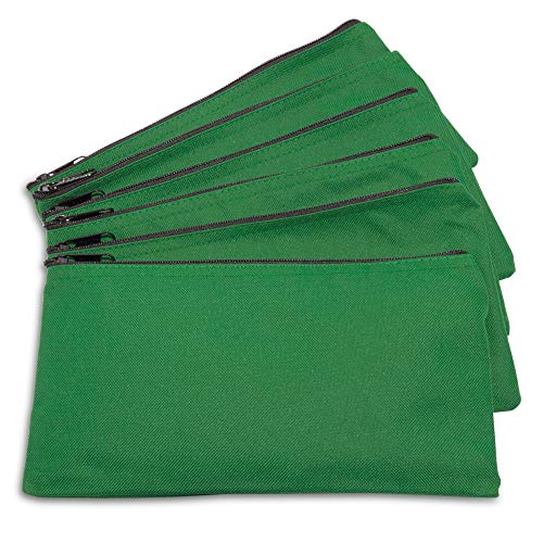 DALIX Zipper Bank Deposit Money Bags Cash Coin Pouch 6 Pack in Dark Green
