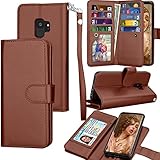 Tekcoo For Samsung S9 Wallet Case, For Samsung Galaxy S9 PU Leather Case, Tekcoo Luxury Cash Credit Card Slots Holder Carrying Folio Flip Cover [Detachable Magnetic Hard Case] & Kickstand -Brown