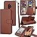 Galaxy S9 Case, Samsung S9 Wallet Case, Samsung Galaxy S9 PU Leather Case, Tekcoo Luxury Cash Credit Card Slots Holder Carrying Folio Flip Cover [Detachable Magnetic Hard Case] & Kickstand -Brown