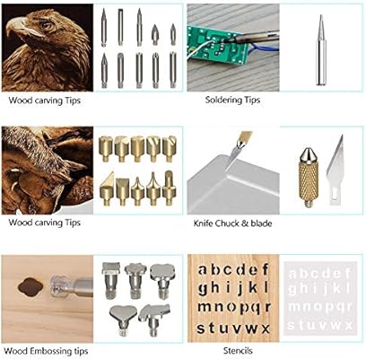 Drtulz 56pcs Wood Burning Kit Pyrography Pen With Adjustable Temperature For Wood Burningcarvingembossingsoldering Soldering Tips Stencil